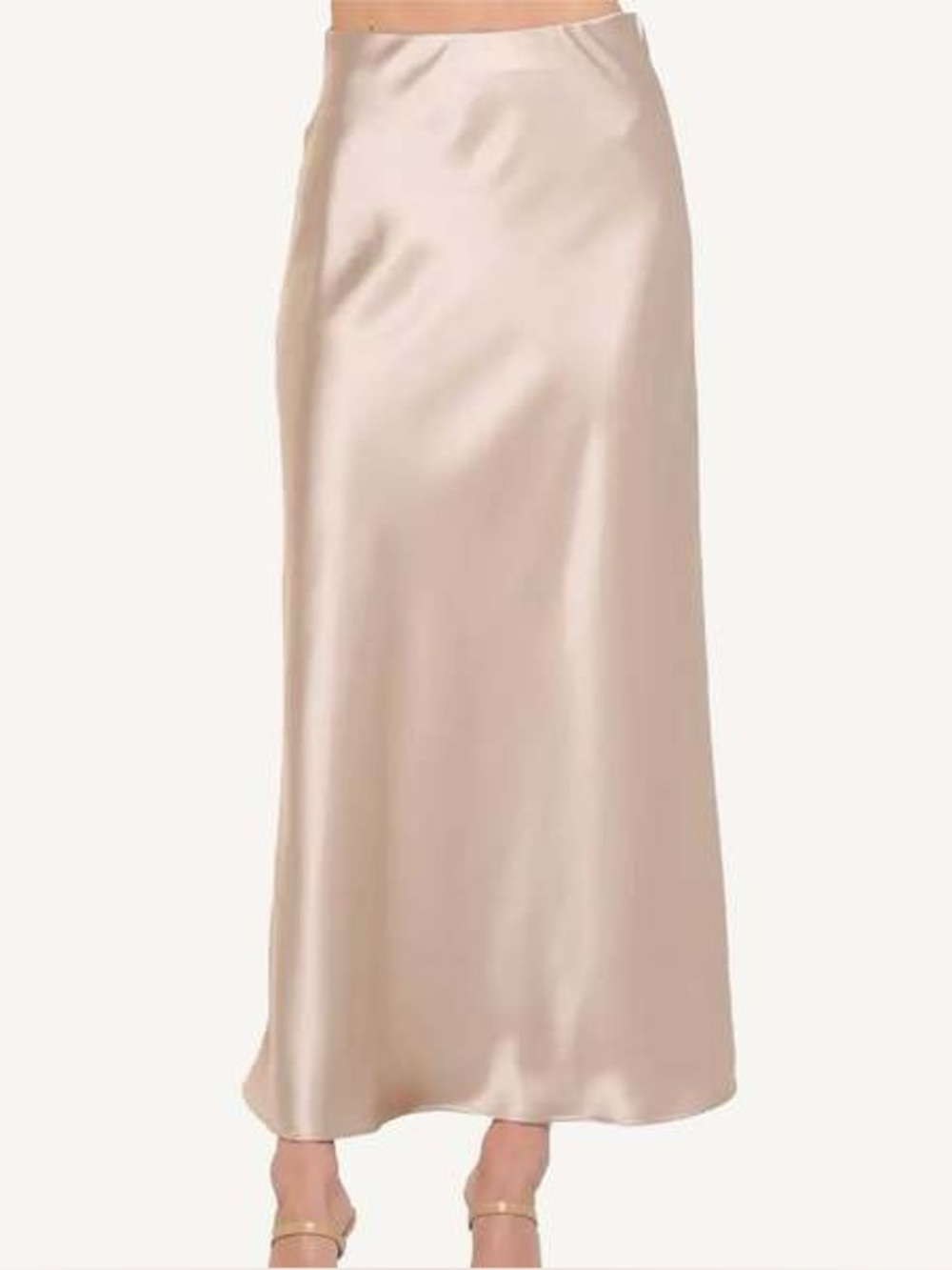 NWT Renee C Silky Satin Maxi Skirt - Beige